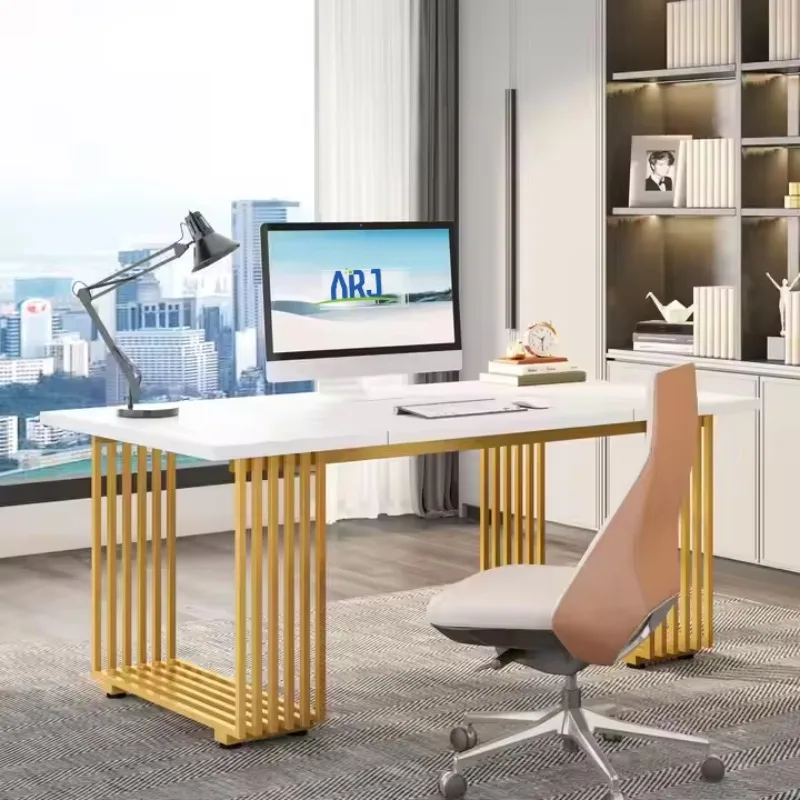 大型高級木製パソコンデスク プラチナメタルデスク ワークステーションデスク オフィス家具