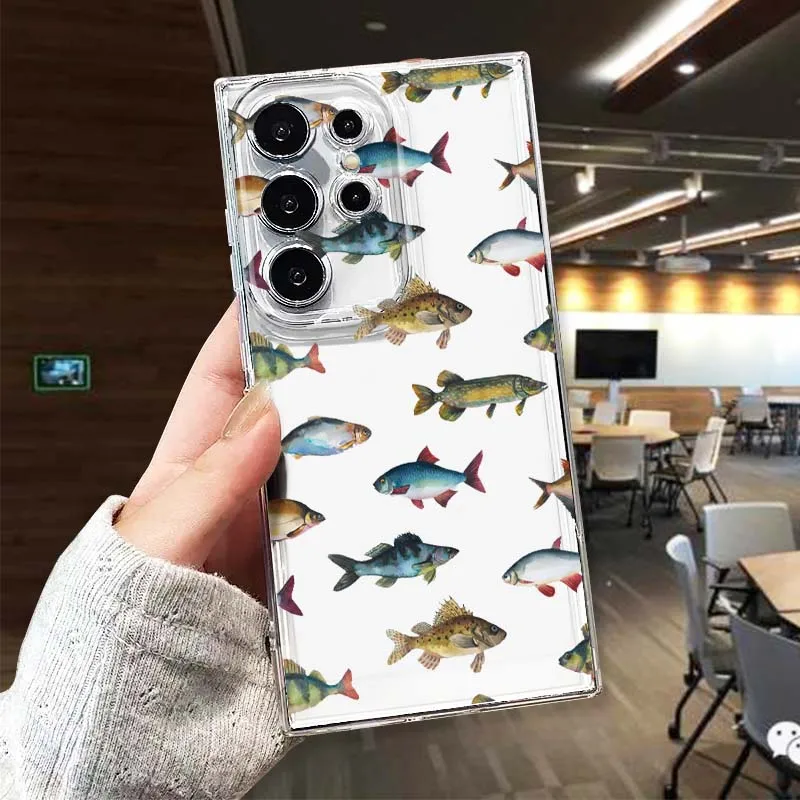 Marine animal pattern design For Samsung Galaxy S26 S25 S24 S23 S22 S21 S20 S10 Lite FE Edge TPU 5G Transparent Phone Case