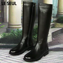 Fashion Men's Genuine Leather Motorcycle Boots High Equestrian Boots Winter Long Knee-high Knight Boots New Combat Riding Boots