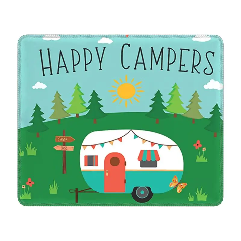 Aventura acampamento feliz campistas jogo do rato almofada antiderrapante borracha base lockedge mousepad escritório computador portátil computador mesa