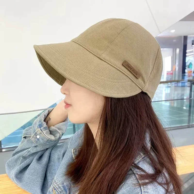 Solid Color Soft Cotton Women Girl Baseball Cap Adjustable Lady Outdoor Beach Sun Hats Foldable Panama Bucket Hat