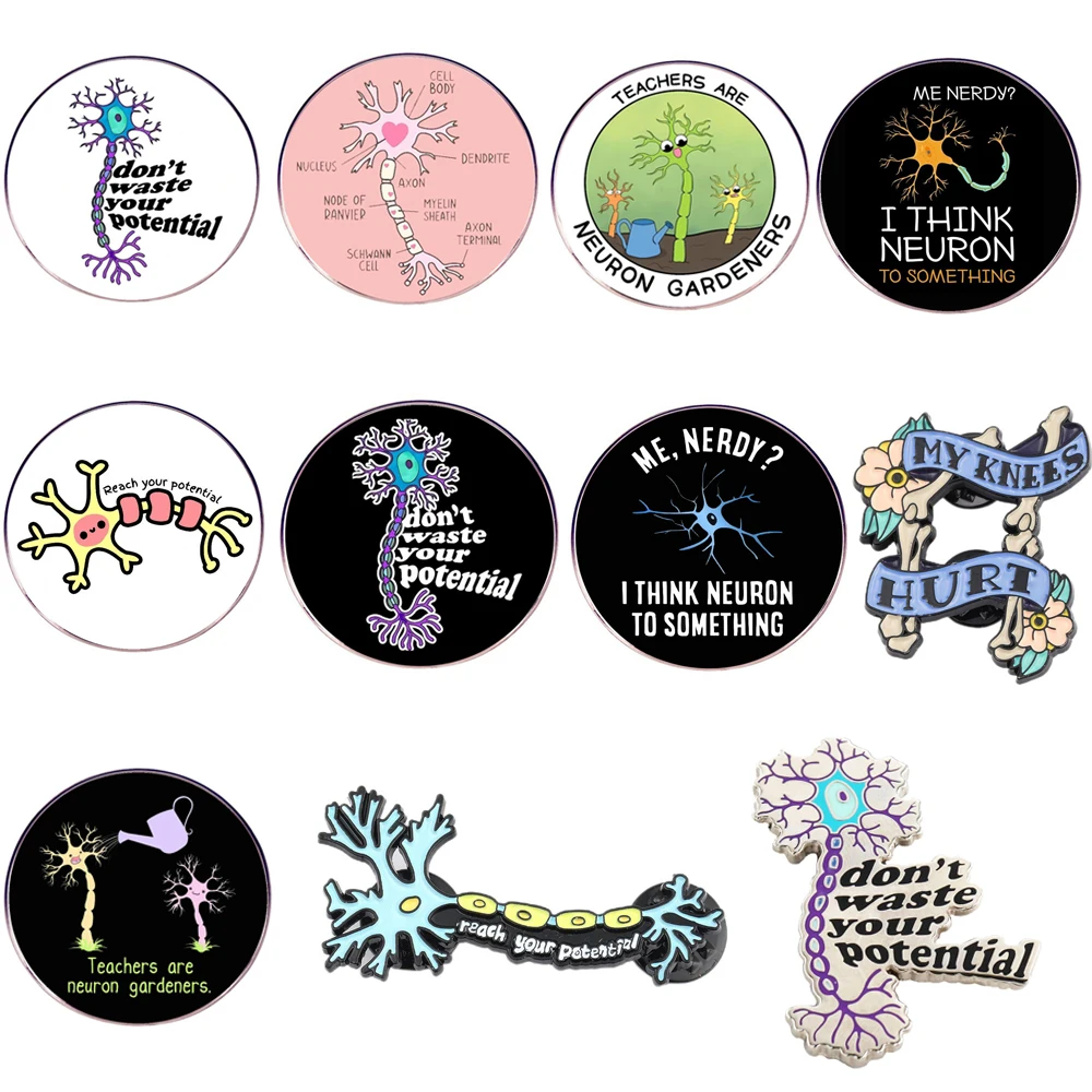 New Brain Neuron Pin Set Medical Scientific Biology Series Periphery Fashion Funny Brooch Lapel Badge Jewelry for Teacher Gift