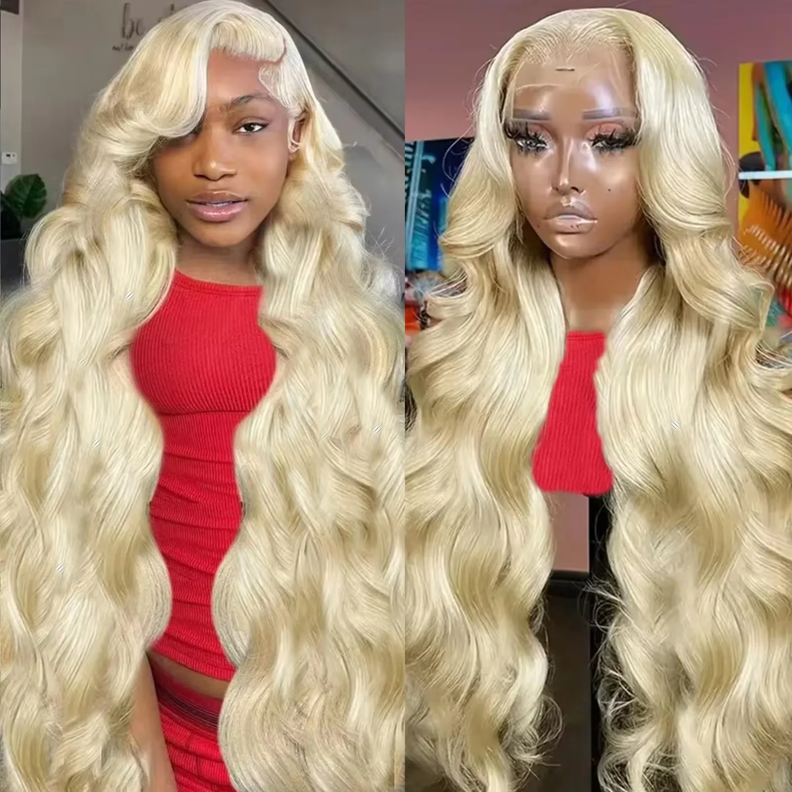 30-34 Zoll 613 Blonde Body Wave Perücken mit 13x4 HD Transparenter 13x6 Full Frontal Lace, Echthaar-Perücken mit Spitzenfront für Frauen
