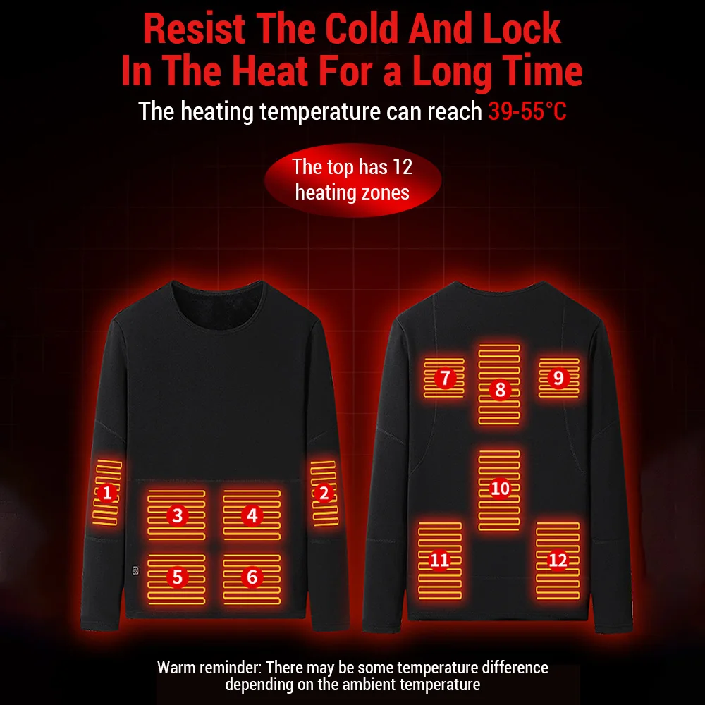 مجموعة ملابس داخلية للتدفئة الكهربائية للرجال مكونة من 22 منطقة لتدفئة التزلج بدلة للجسم سخان للصيد