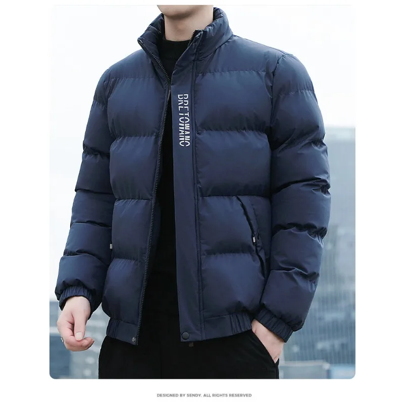 

New Autumn Winter Stand-up Collar Mens Cotton-padded Jacket Men's Thickened Warm Jacket Fashionable and Trendy Casual Jacket Men