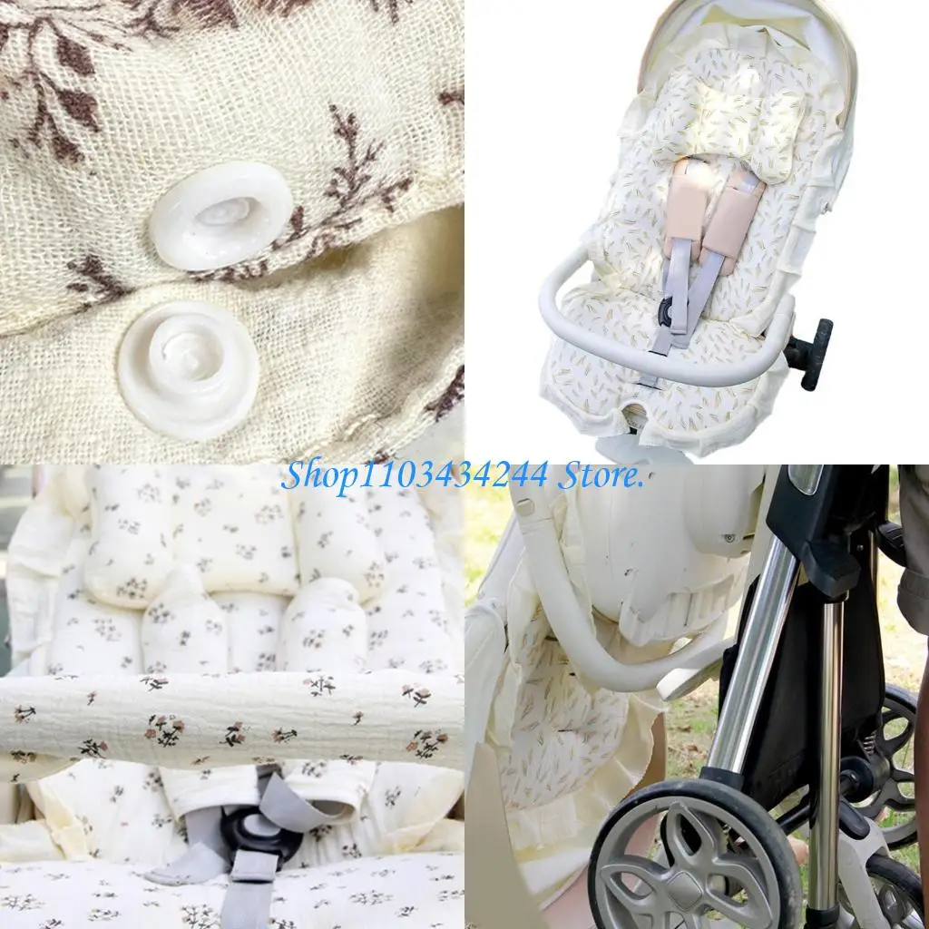 

Breathable Baby Strollers Cushion & Pillow Set Lace Edging Year Round Comfort