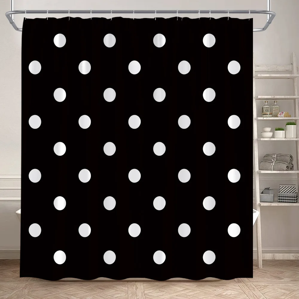 Black and White Polka Dot Shower Curtain Waterproof Easy to Clean Privacy Protection Print Classic Dots Design ModernEasytoclean
