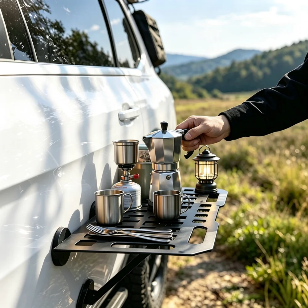 PADEAR Xtable Foldable Suction Car Table All-Metal 7KG Load Triangle Bracket Camping Picnic Desk Fits Rigid Vehicles Road Trip