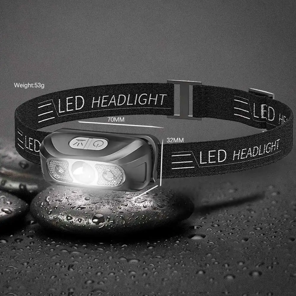Two Switch LED Mini Headlamp red white Headlight USB Rechargeable Battery Head Torch Flashlight Lamp Light Camping Flash Lantern