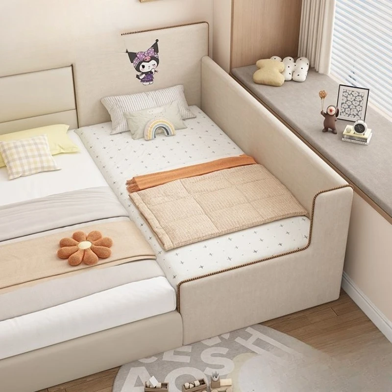

Solid wood children's splicing bed widened bedside small bed with guardrail