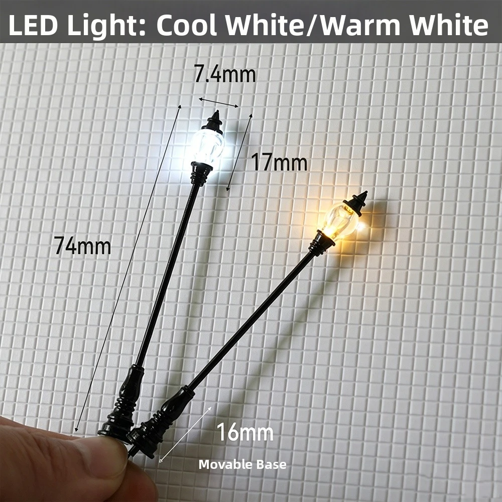 High Quality Plastic Sand Table Model Streetlights White/Warm Light 6 Styles Railway Train Layout DIY Park Light Model