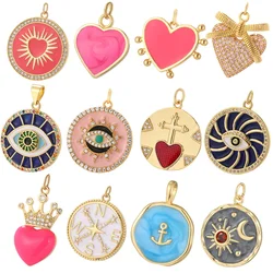 Heart Greek Eye Golden Color Pendant Charms for Diy Earrings Necklace Bracelet Evil Blue Eye Charms for Jewelry Making Supplies