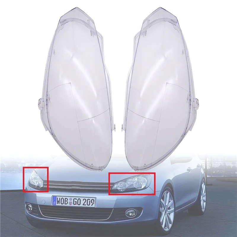 1 Pair Car Transparent Front Headlamp Lens Cover Anti-Dust Waterproof ABS Headlight Shell Fit For Volkswagen Golf 6 2010-2014