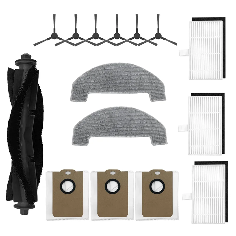 A83G-15PCS For MONSGA MS1 MAX Main Brush Side Brush Dust Bag Mop Cloth Set Robot Vacuum Accessories