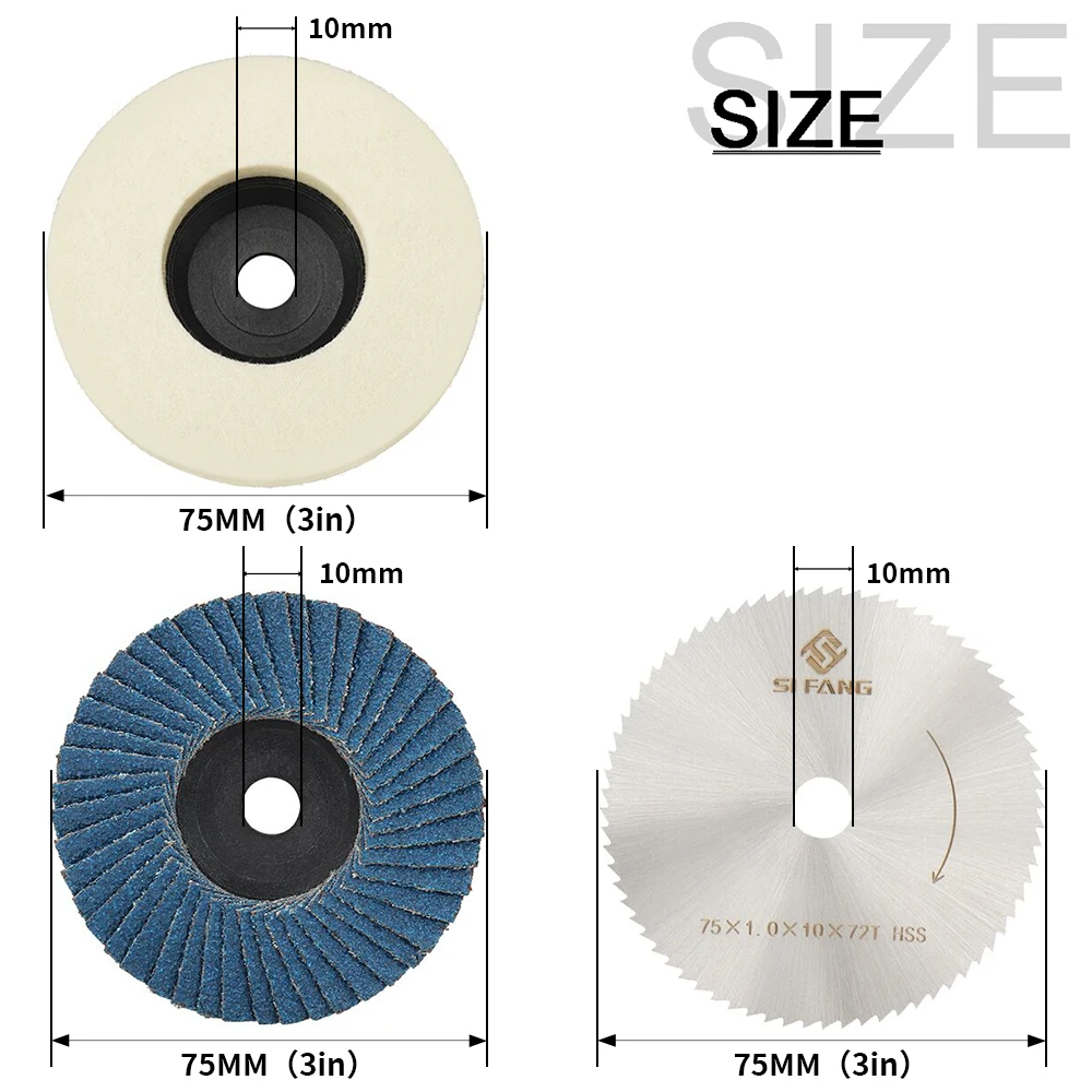 SIFANG 75mm Grinding Wheel Flap Disc Sanding Disc HSS Cutting Disc Angle Grinder Accessories for Electric Tool