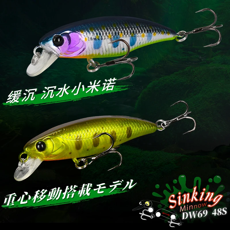 TSURINOYA Fishing Lure 48S tonący błystka garnitur 5 sztuk DW69 48mm 3.3g woblery wędkarskie Jerkbait Bass przynęta na pstrąga Swimba — zdjęcie 3