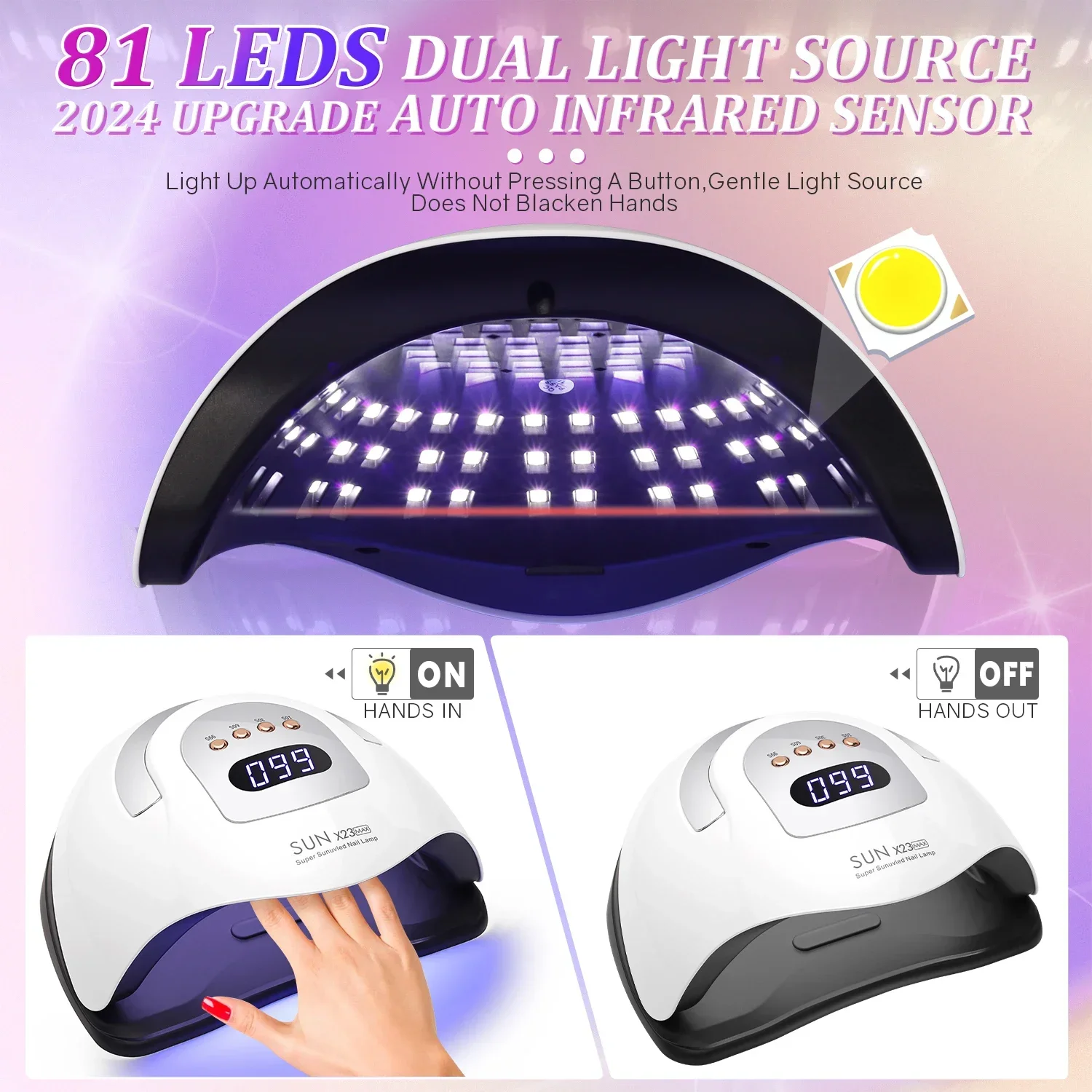 Lampada per unghie UV 81LED lampada per unghie asciugatrice grande potenza Gel per unghie a polimerizzazione rapida professionale 380 W Gel UV strumenti di asciugatura macchina