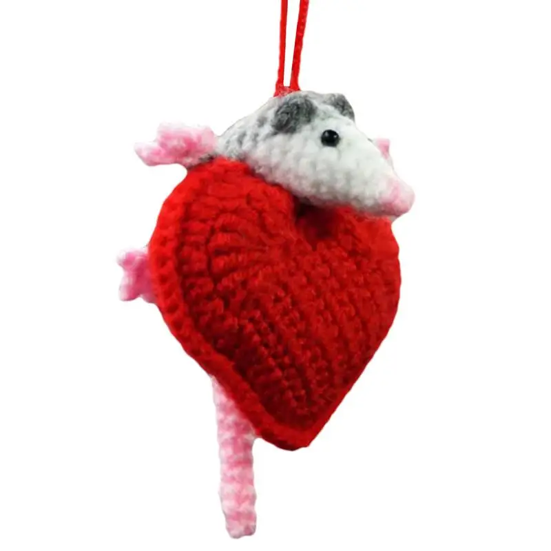 Opossum Car Charm Cute Opossum Hangable Car Charm Crochet Car Rearview Hangable Accessories Handmade Car Interior Charm