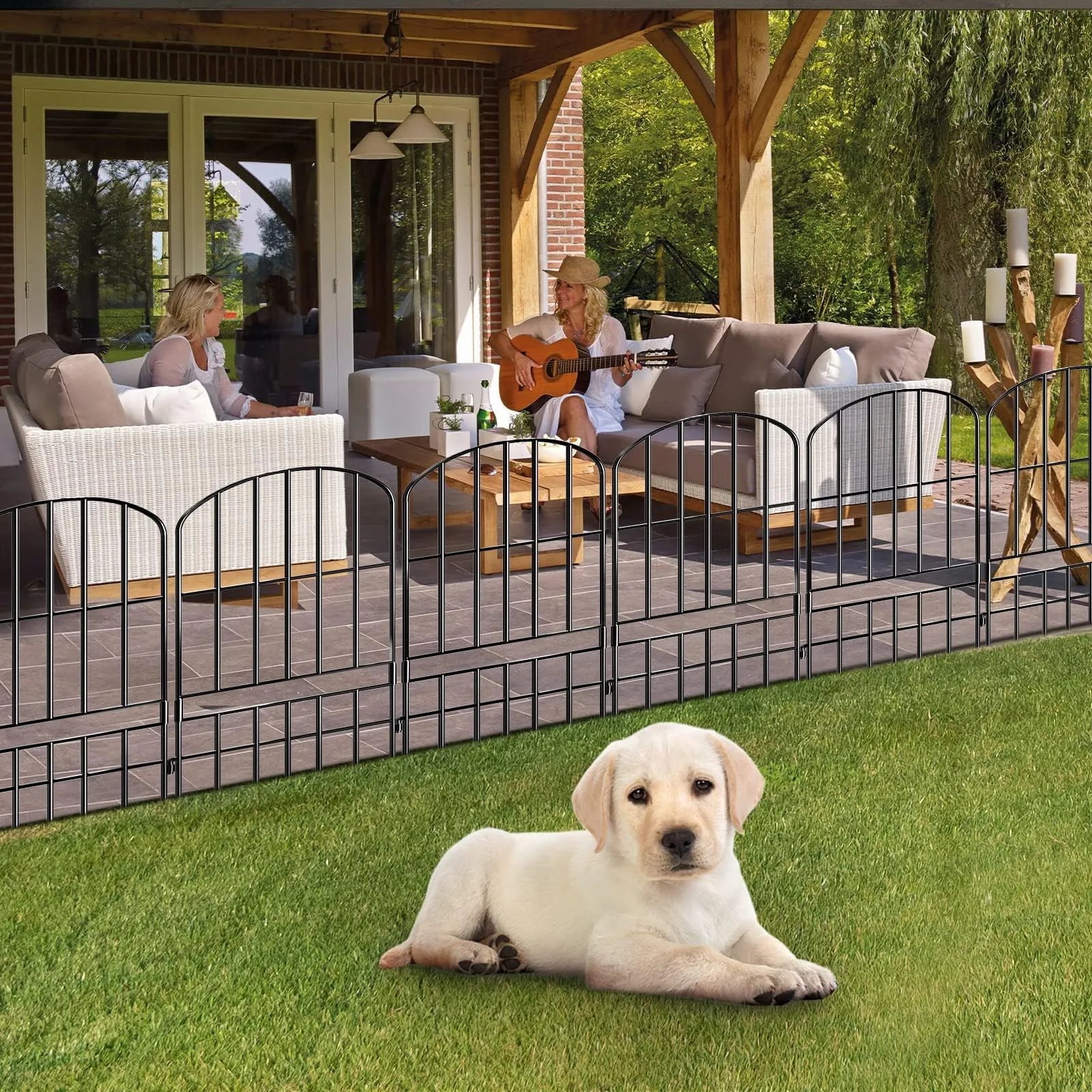 

Decorative Arched Fence Slender Lawn Iron Fence Small Pet Barrier Courtyard Garden Fence For Villa