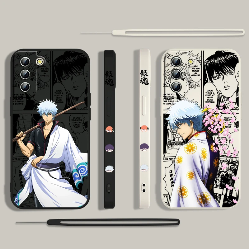 Gintama Sakata Gintoki Phone Case For Samsung Galaxy S24 S23 S22 S21 S20 Pro FE Plus Ultra Liquid Left Rope Cover