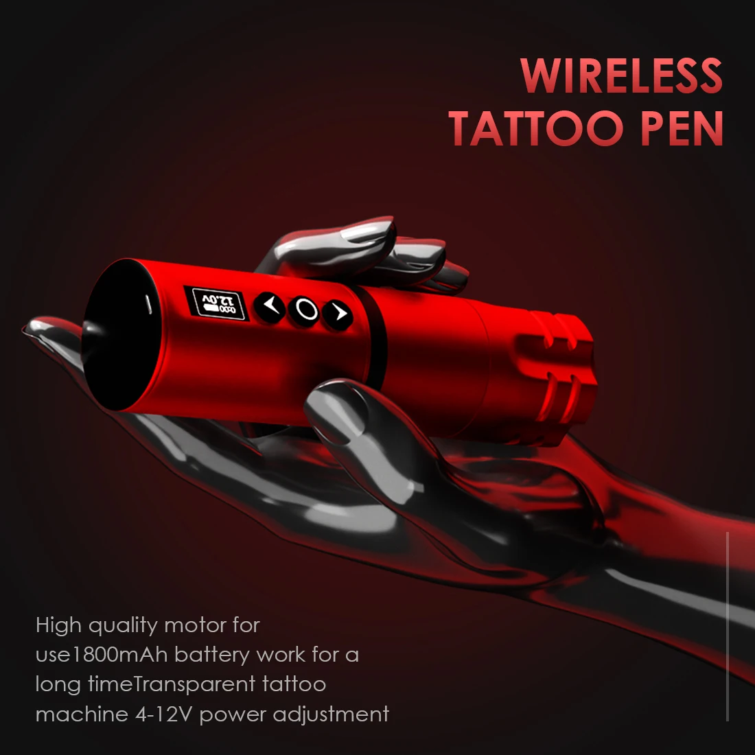 Wireless Tattoo Machine High Capacity Battery Pen with 1800mAh LED Screen Stroke 4.0MM Portable Tattoo Pen Tattoo Supplies
