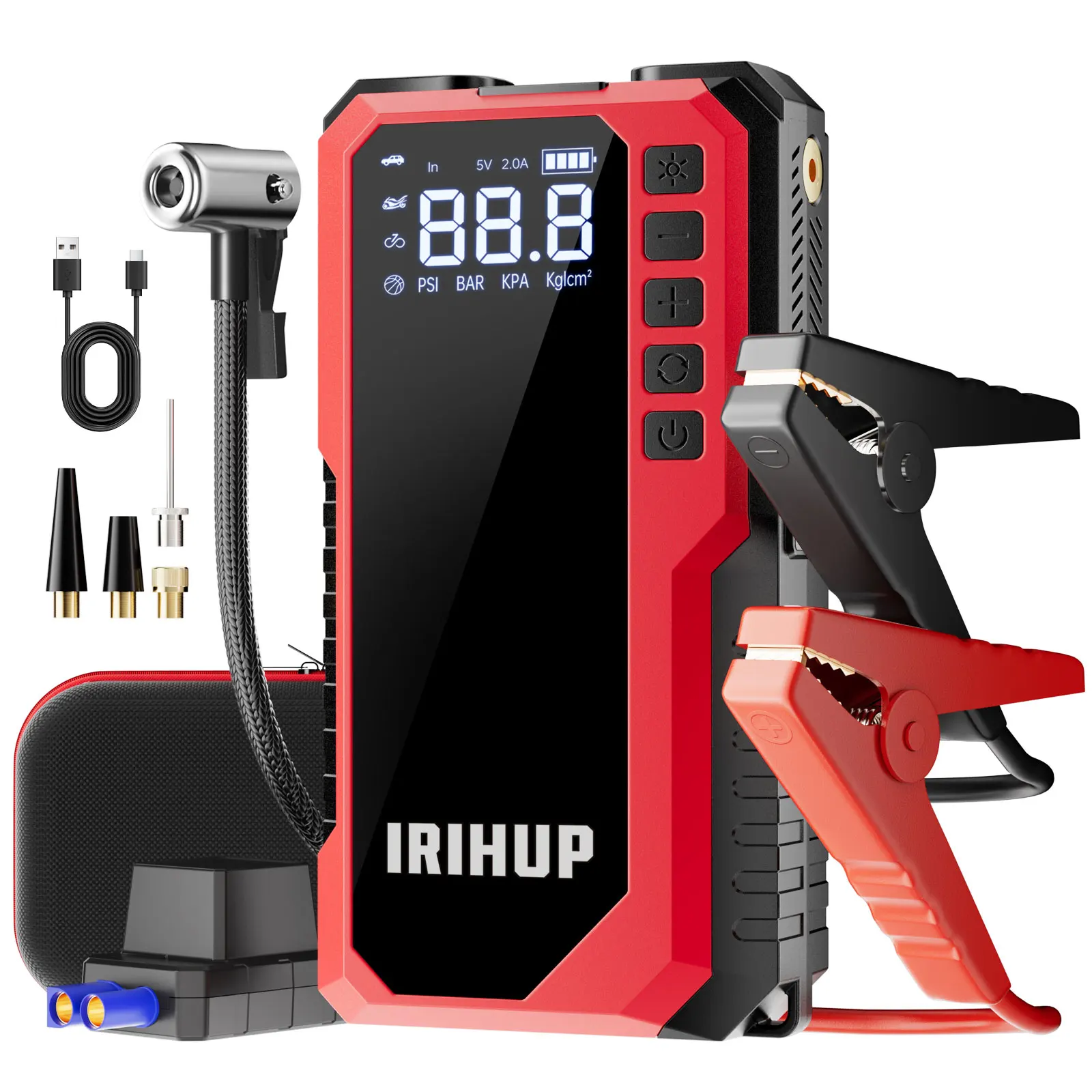 

Jump Starter with Air Compressor, 150PSI Portable Tire Inflator & 3000A Car Battery Jump Starter,12V Car Battery Booster