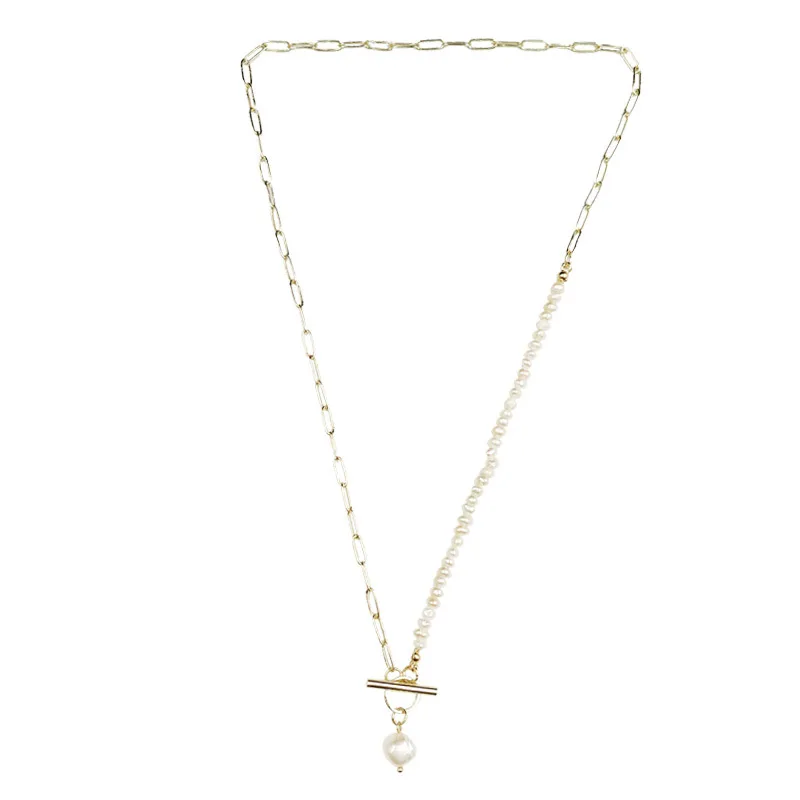 100 % natürliche barocke Süßwasserperle, 14 Karat Gold gefüllt, weibliche Asymmetrie-Ketten, Halskette für Frauen, Valentinstagsgeschenke – Detail 10