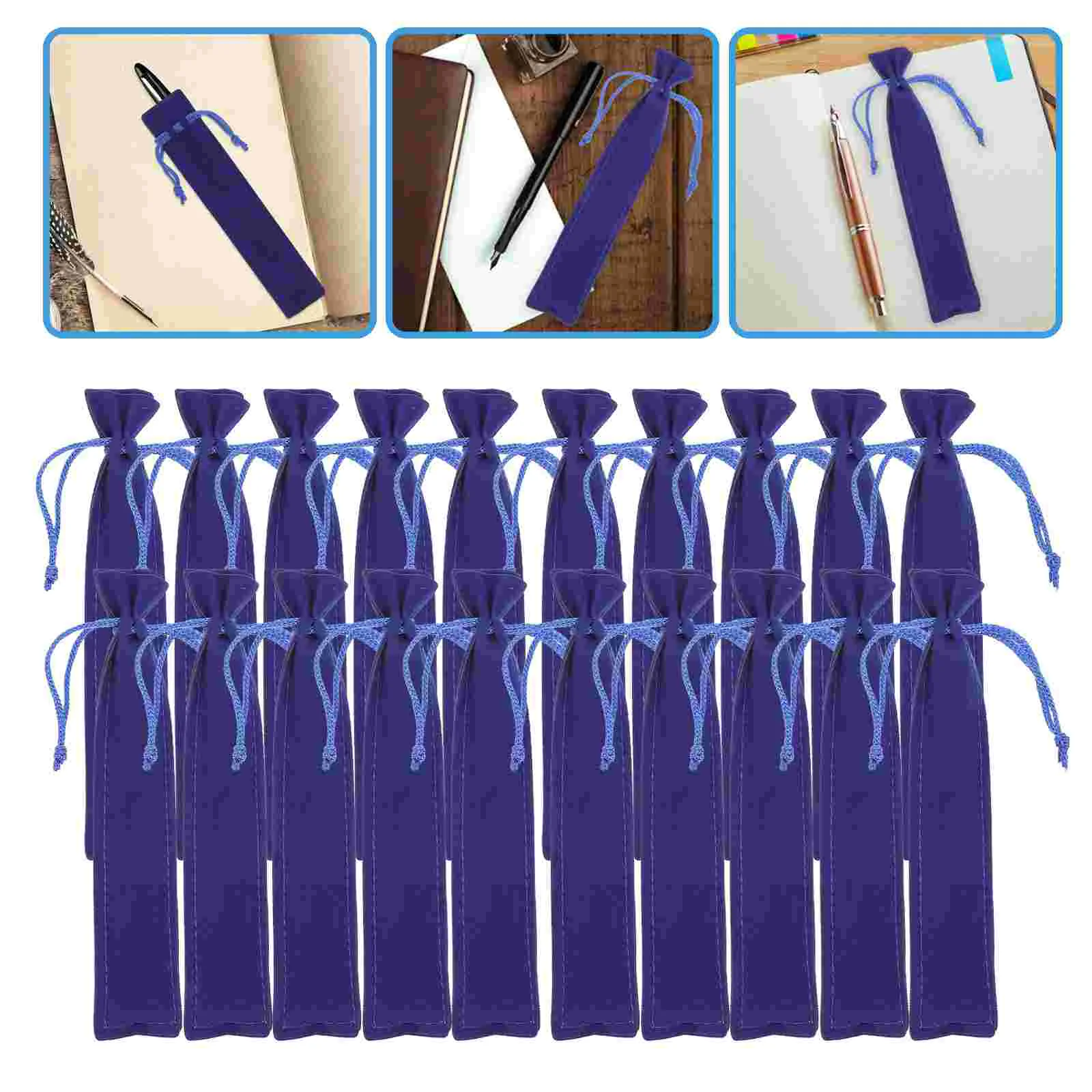 25 Pcs Pen Sleeve Flannel Case Drawstring Bag Pouch Holder Protective Storage Gift Pencil