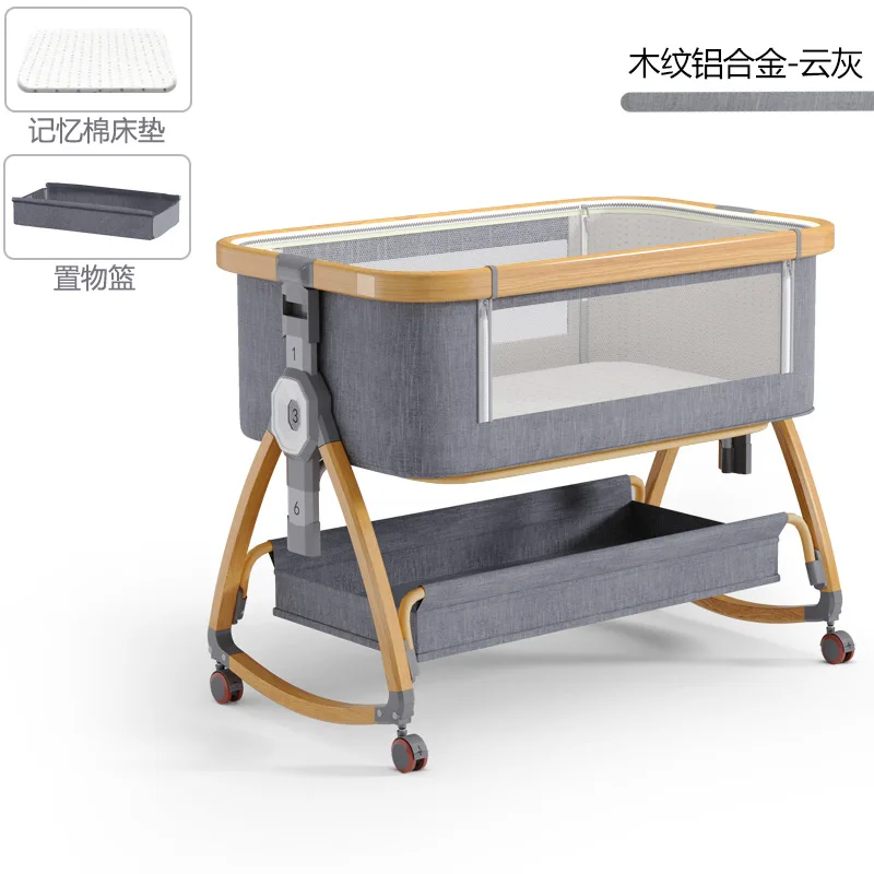 Crib newborn bed splicing big bed baby crib bb crib cradle bed multi-functional mobile and foldable