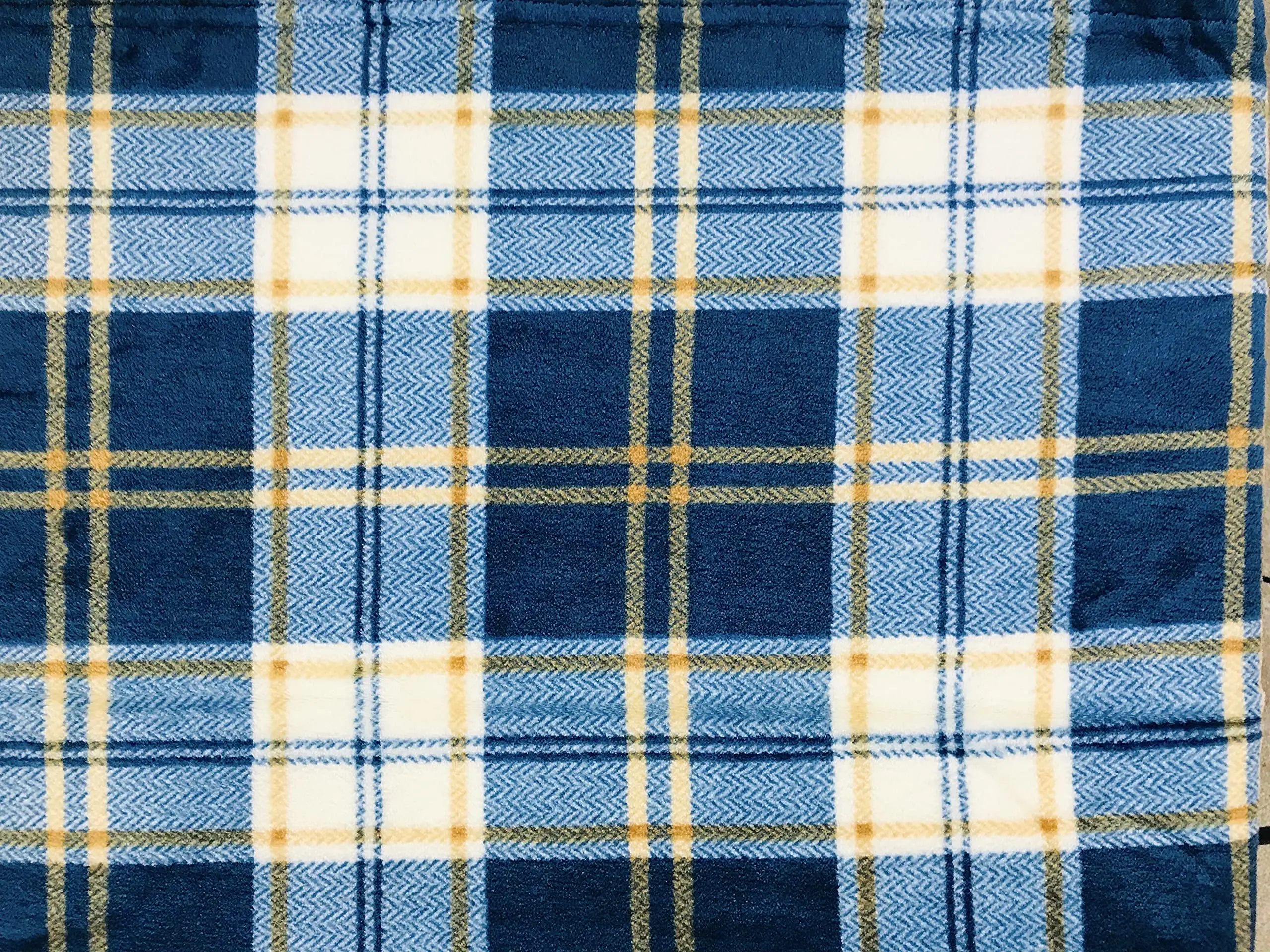 Farmhouse Teal Plaid Fleece Throw Blanket, Soft Blue Cream Brown Tartan for Couch Bed Dorm Indoor Home Decoration
