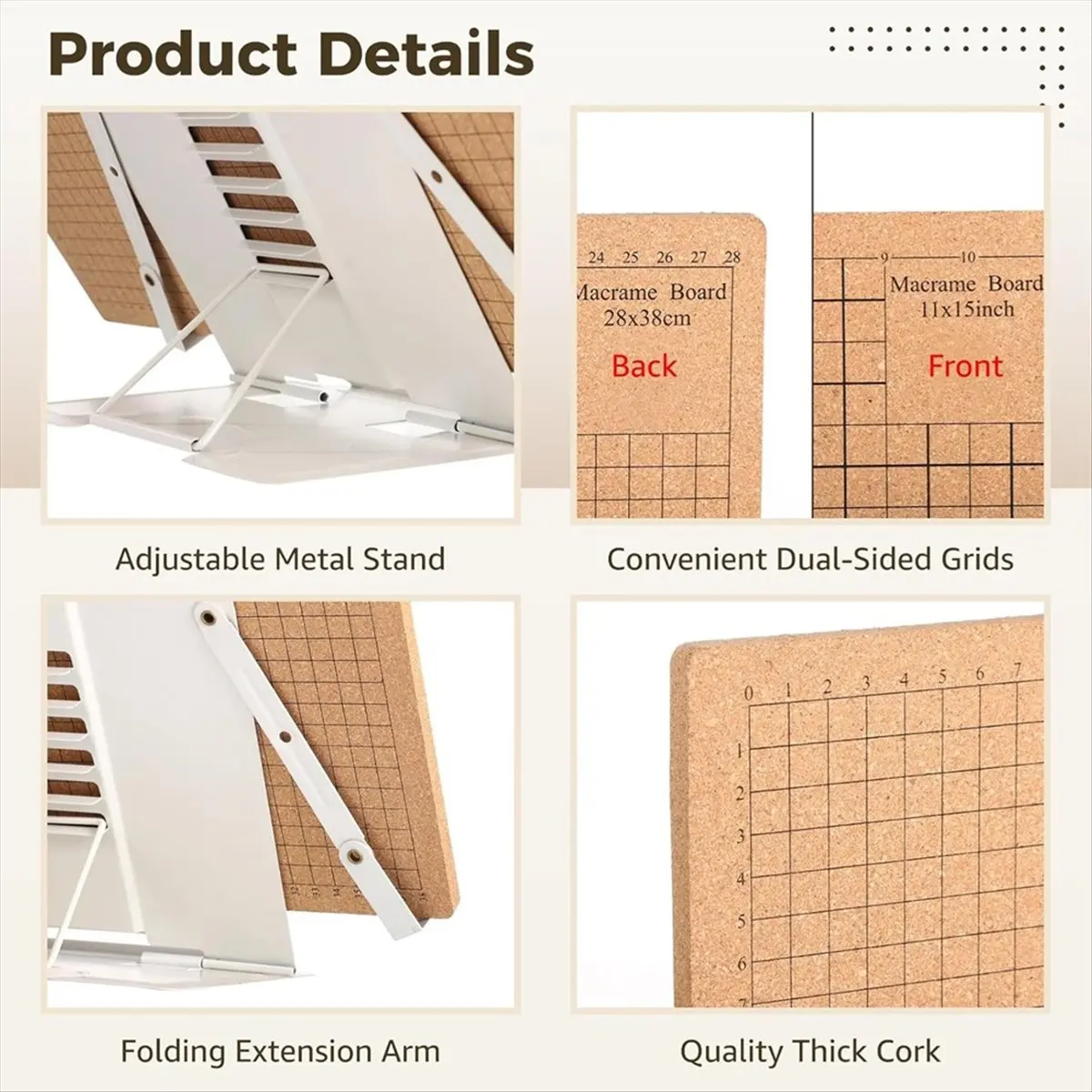 STOCK-106 PCS Macrame Board Set, with T Pins Double Sided Grids Bracelet Making Board with Tools for Braiding Cording Creating