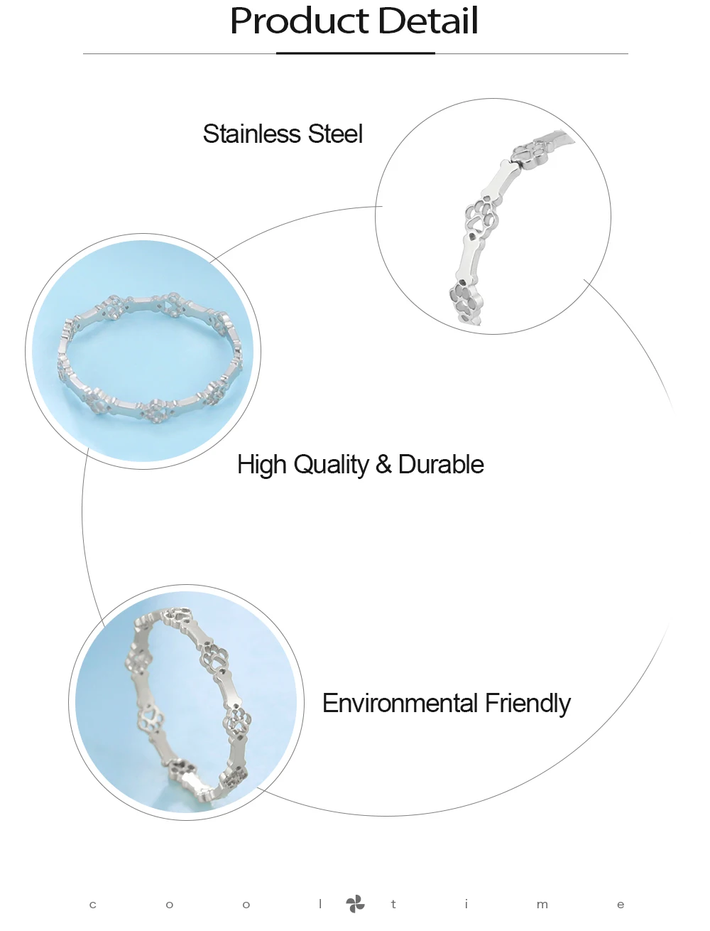 Cooltime Tier Hund Pfote Knochen verstellbare Ringe für Frauen Edelstahl offene Fingerringe Schmuck Anillos Mujer – Detail 5