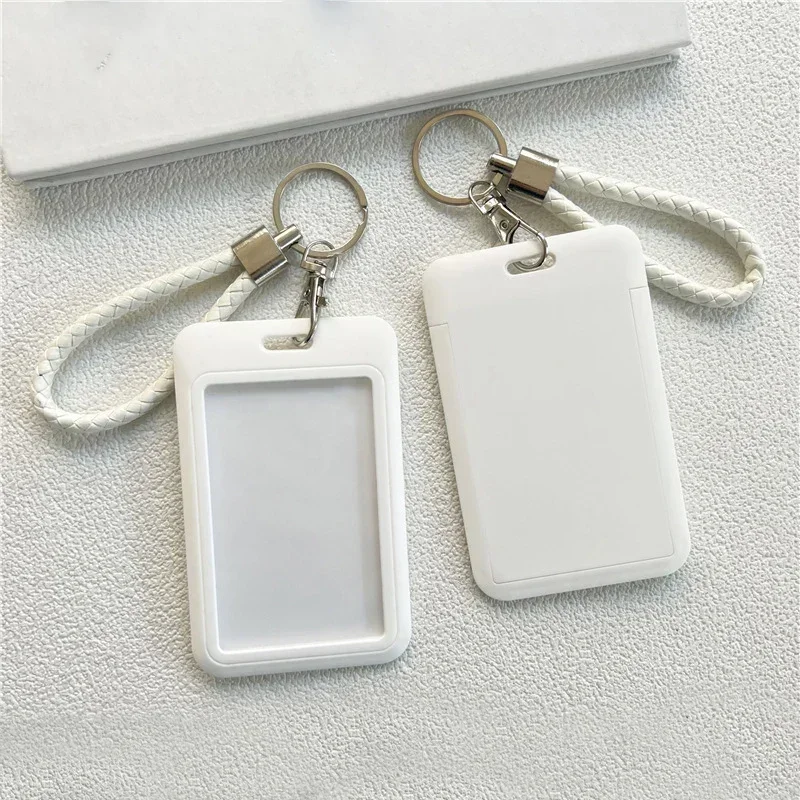 1pcs Keychain Student Card Holder Case Simplicity Solid Color Series Business Work Card for Women Kpop Idol Photocard Holder Bag