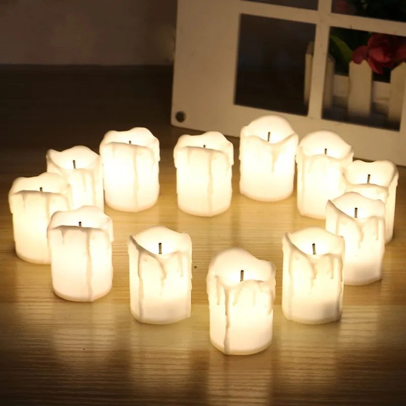 

6/12Pcs Flameless LED Candle Light Bright Battery Operated Tea Light With Realistic Flames Christmas Holiday Wedding Home Decor