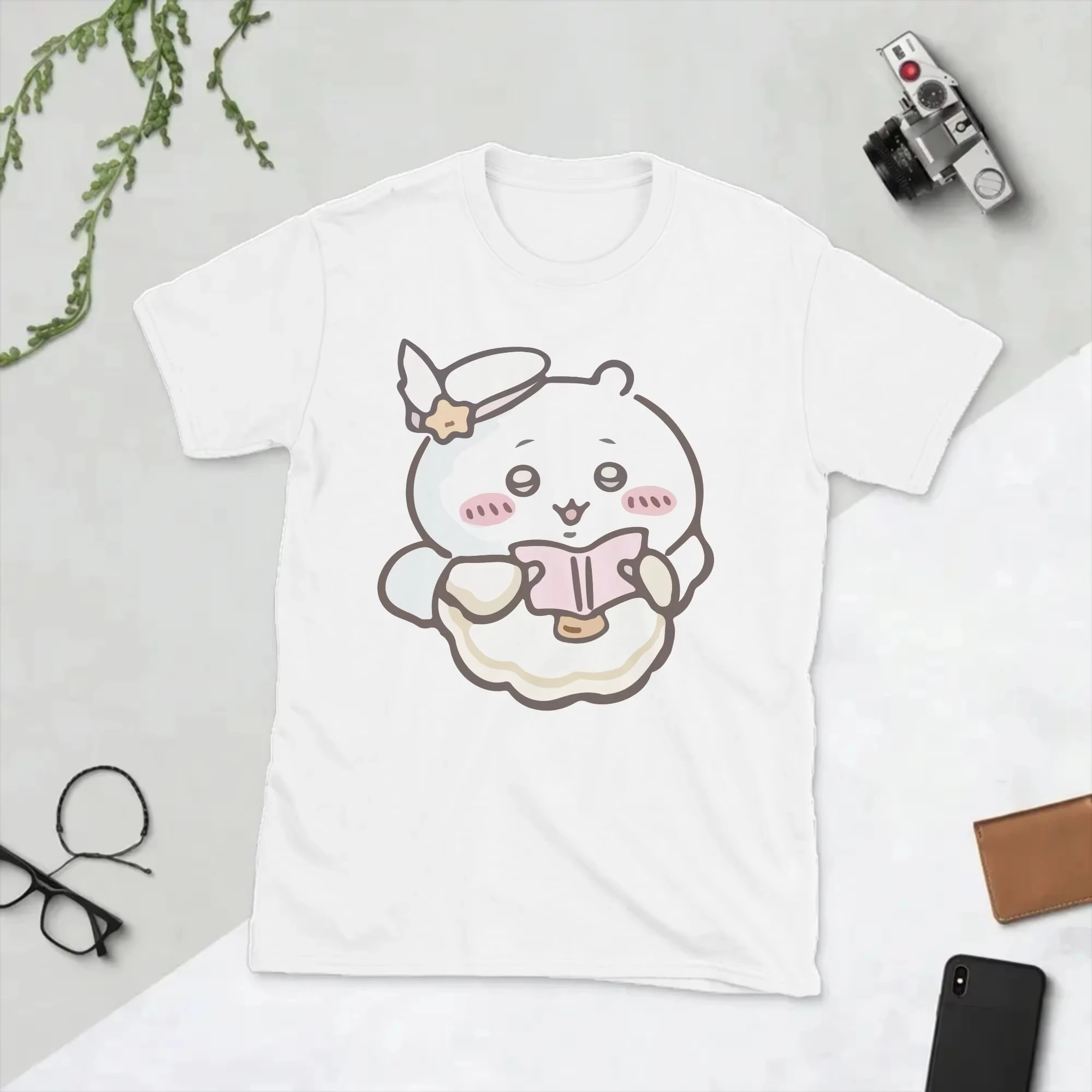 Cute Fashion Chiikawas Graphic Tee Unisex Round Collar Short Sleeve Hachiware Usagi Cartoon Casual Streetwear Fashion Tops