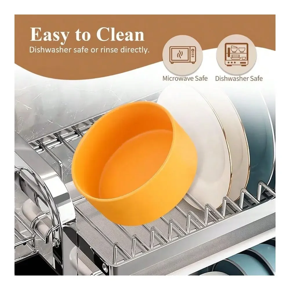 FurStarRaised Dog Bowls Medium Set Of 2 With NonSlip Wood Stand For Easy Feeding Designed To Reduce Vomiting 850 Ml Capacity Ele