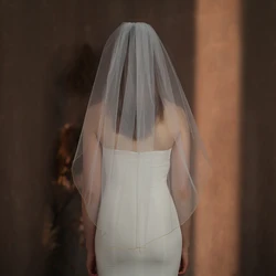 V317 European and American simple single-layer white gold-rimmed bridal veil wedding travel photo studio style wedding headdress