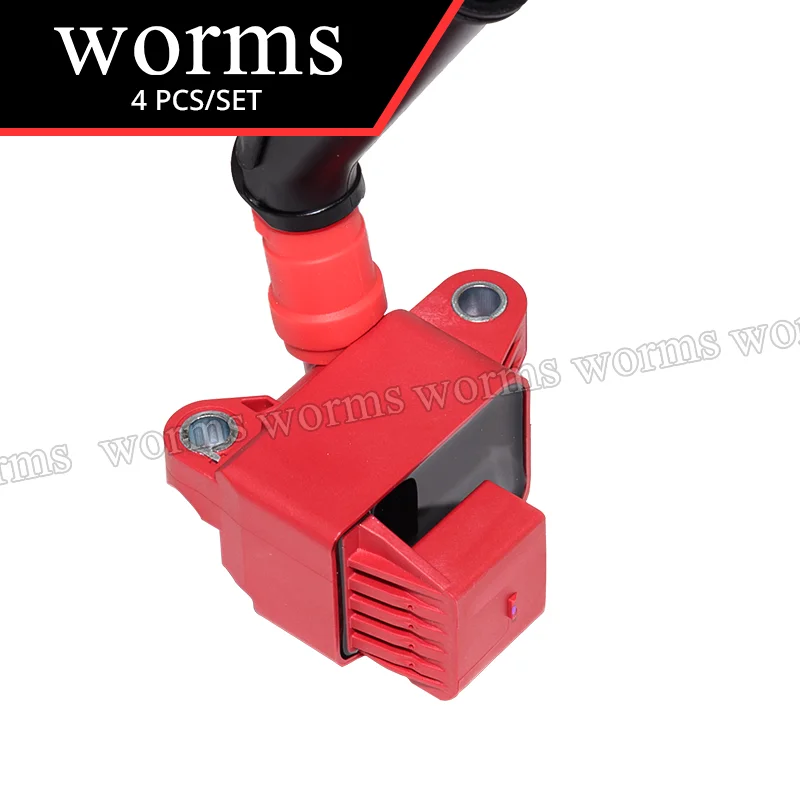 เวิร์มส์คอยล์จุดระเบิดประสิทธิภาพสูงเรซซิ่ง 4 ชิ้นชุดสำหรับเมอร์เซเดส C260 C300 E300 CLA260 2.0L 2649060200