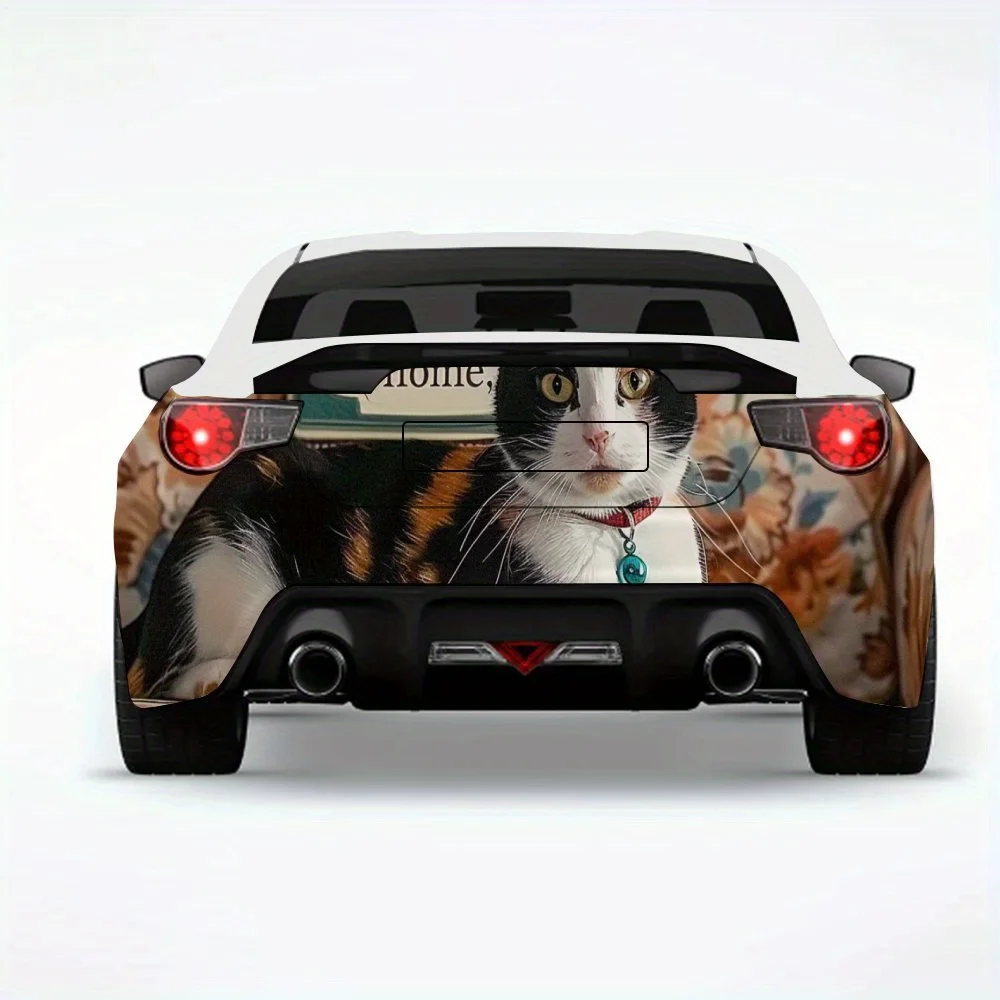 

Уютная кошка, домашняя сцена, автомобильная наклейка, виниловая наклейка на заднюю часть автомобиля, водонепроницаемые самоклеящиеся виниловые наклейки для хвоста и бампера автомобиля, деко