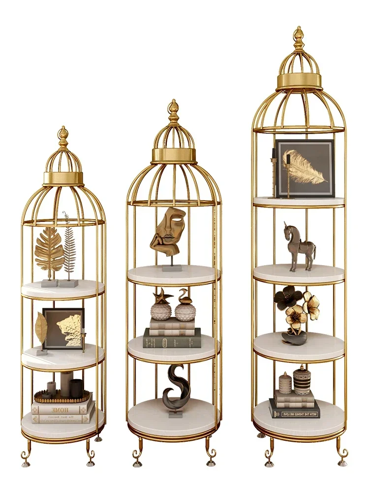 Nordic Bird Cage Flower Rack Living Room Shelf Corner Floor Multilayer Storage  Cosmetics Shop Window Display Furniture