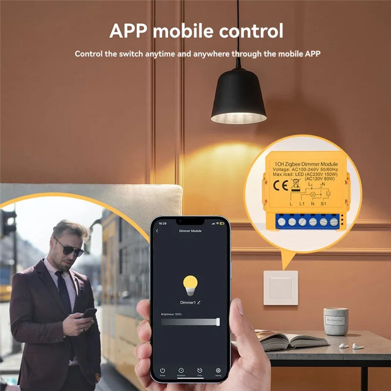 ABBK-Tuya Zigbee Modulo interruttore dimmer Smart Home Interruttore fai-da-te Supporta il controllo vocale del controllo APP