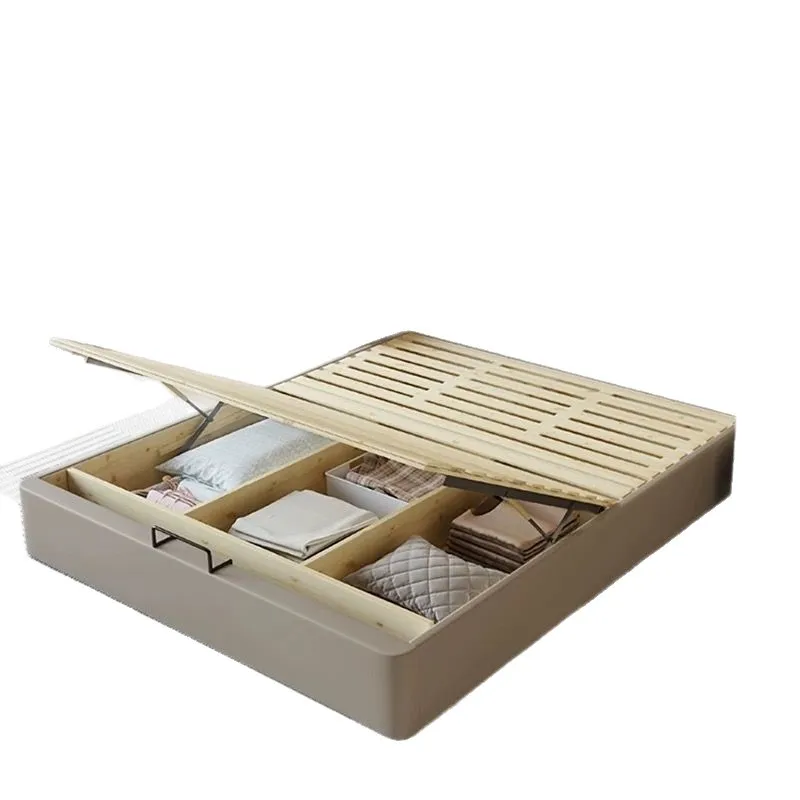 

Nordic light luxury bed, modern simple master bedroom double bed, atmospheric household soft bag solid wood