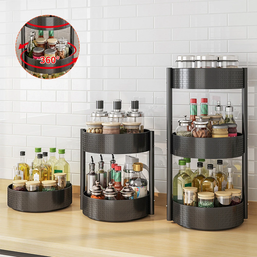 

Lazy Susan Cabinet Organizer, Lazy Susan Kitchen Turntable Spice Rack Organizer, 360 Degree Spinning Storage Container Tray