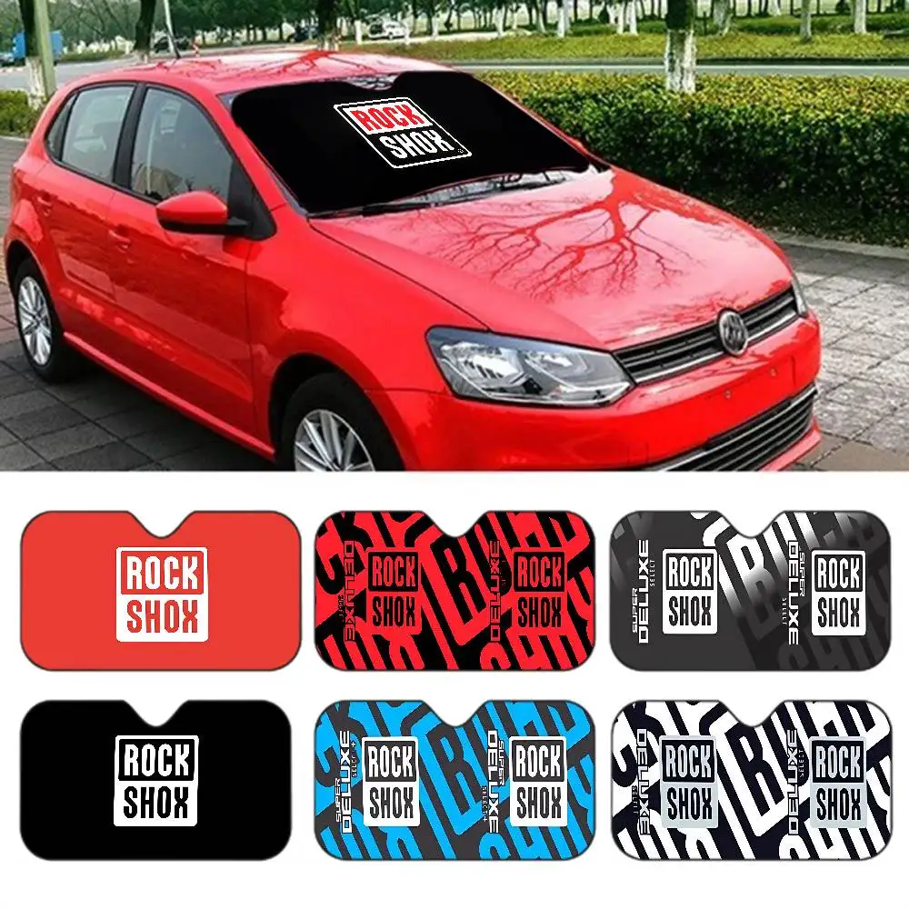 R-Rock-Shox Mountain Bike Car Windshield Funny Sun Shade Foldable UV Ray Sun Visor Protector Sunshade for Front Window