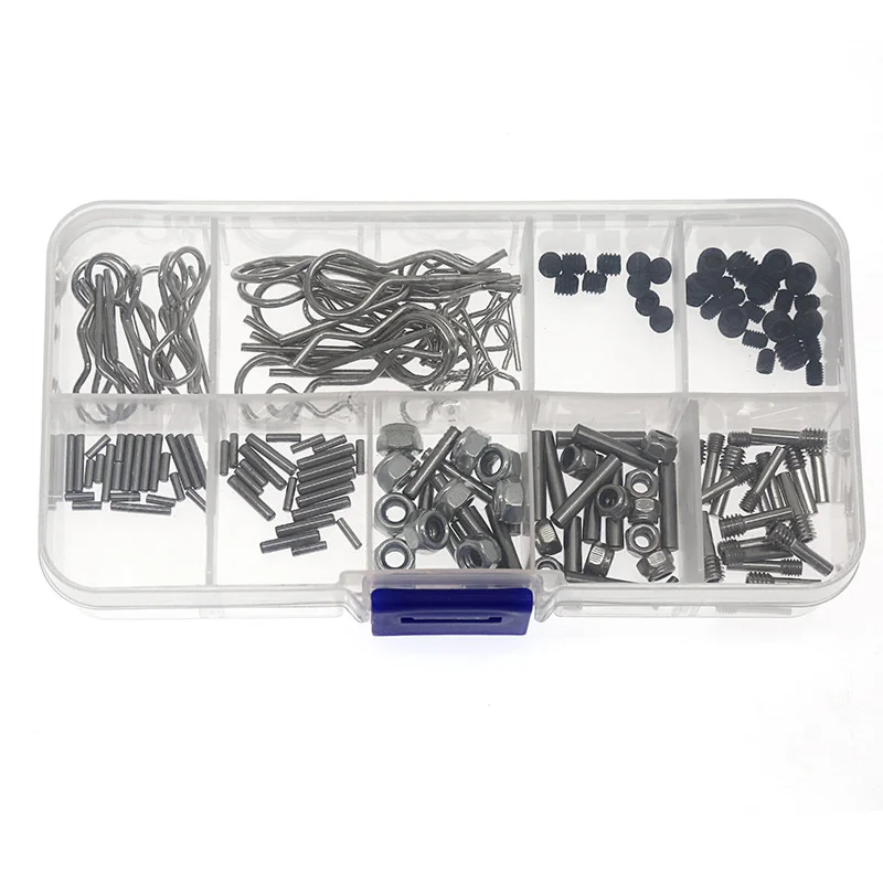 مجموعة أجزاء عالمية سهلة فقدان السيارة بجهاز التحكم عن بعد Rc | موصل سداسي (1-3 مم)، دبوس وتد، عمود محرك أقراص DVD، مسامير M3/M4 من خلال الماكينة، مشبك غلاف السيارة | متوافق مع مقياس 1/8 إلى 1/24 #2