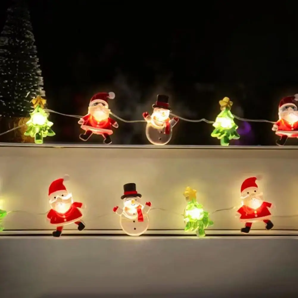 Home Decor Festive Led String Lights for Christmas Party Decor Battery Powered Easy to Install Snowman Santa Claus Lamp Party