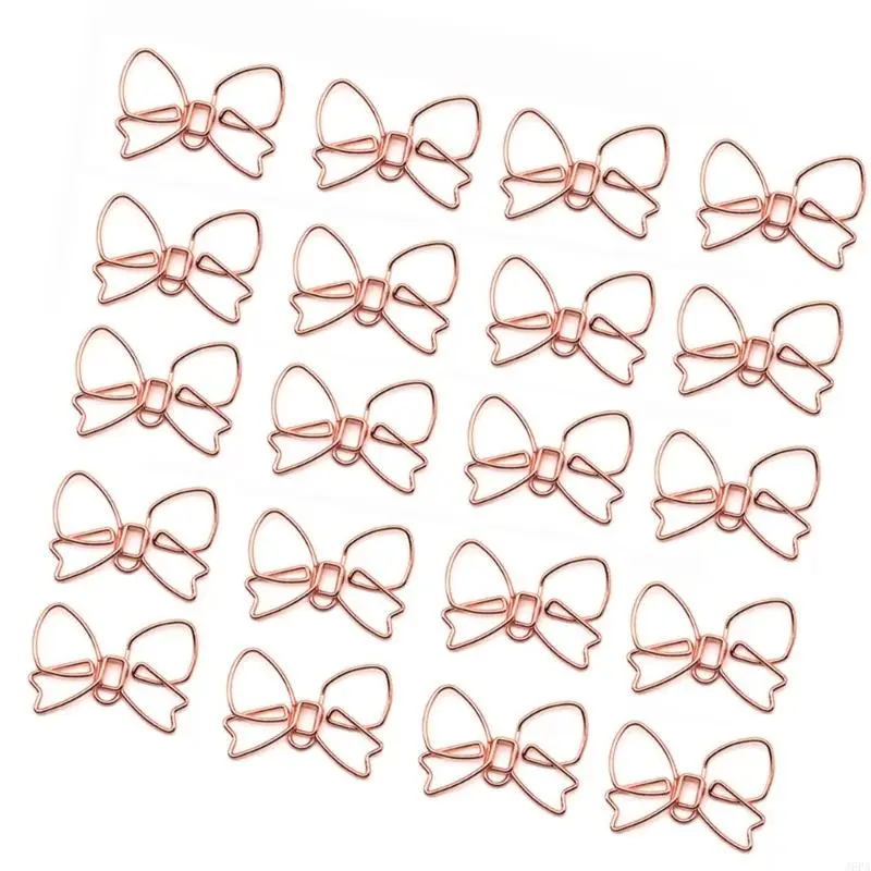 J6PA Bowknot Paper File Clips Metal Paper Clip Small Book Marker Clip for Office