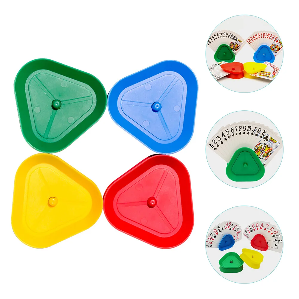 

4 Pcs Card Holder Place Holders for Table Poker Cards Board Game Playing Elderly Triangle Hands Free Bracket Baby