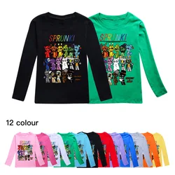 Cute Sprunki Tshirt Kids Clothes Teenager Boys O-Neck Cartoon Casual T-shirts Girls Long Sleeve Tops Children's Clothing