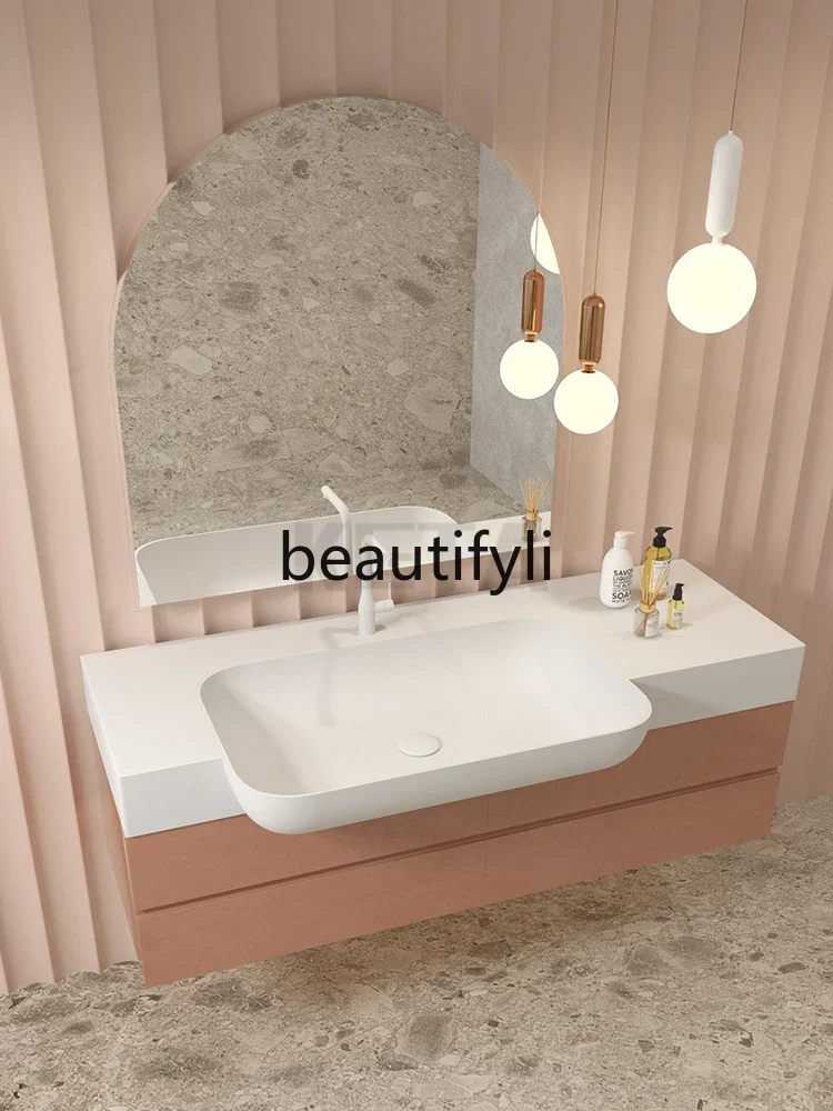 

Front convex semi-embedded big belly basin hand wash face table Under the stage wash table Bathroom cabinetAsmt5203